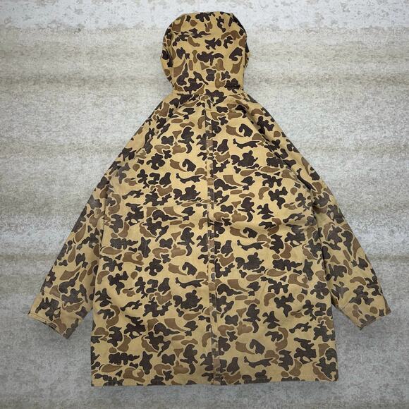 True Vintage Duck Hunting Camo Trench Coat Style Jacket Converse Hooded Zip 70s - Picture 3 of 5